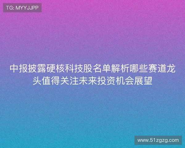 中报披露硬核科技股名单解析哪些赛道龙头值得关注未来投资机会展望